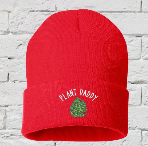 Plant Daddy Embroidered Red Beanie - DSY Lifestyle
