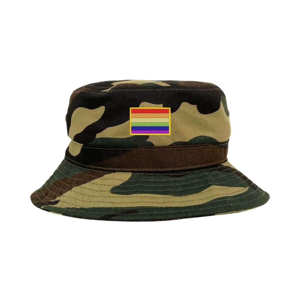 Embroidered Pride Flag on camo bucket hat - DSY Lifestyle