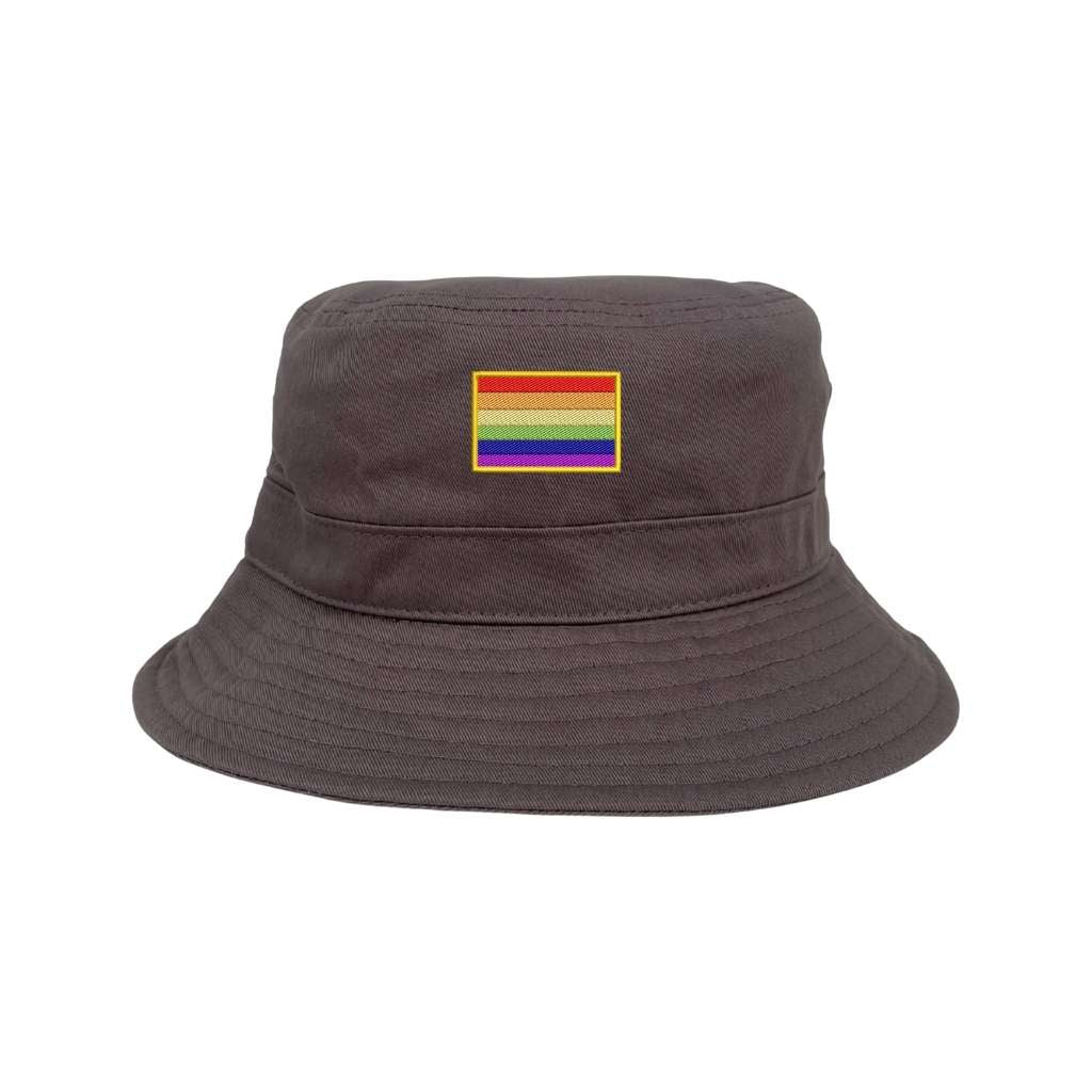 Embroidered Pride Flag on grey bucket hat - DSY Lifestyle