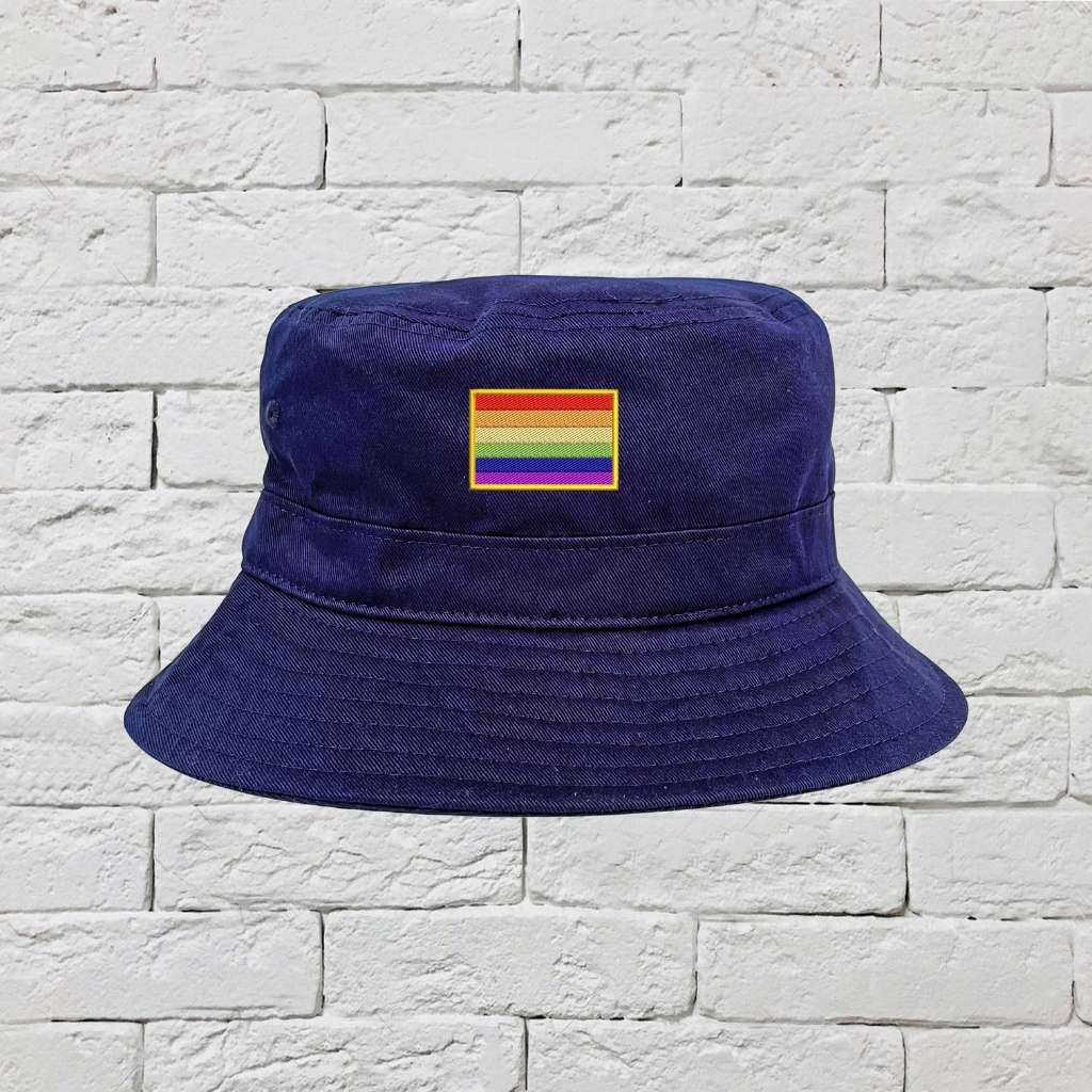 Embroidered Pride Flag on navy bucket hat - DSY Lifestyle