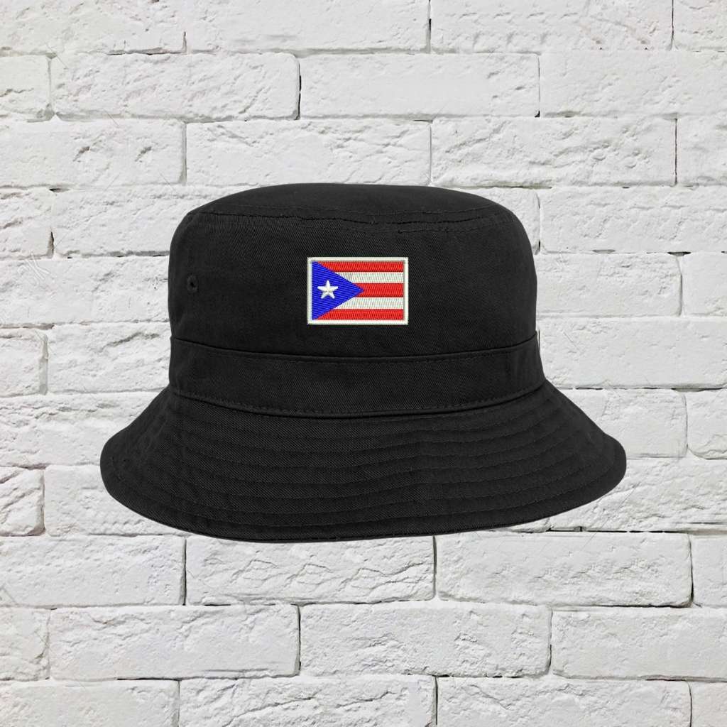 Embroidered Puerto Rico Flag on black bucket hat - DSY Lifestyle