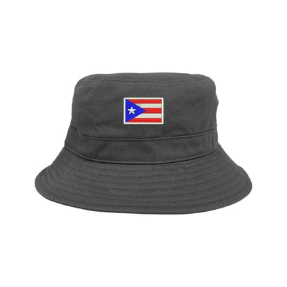 Embroidered Puerto Rico Flag on gray bucket hat - DSY Lifestyle
