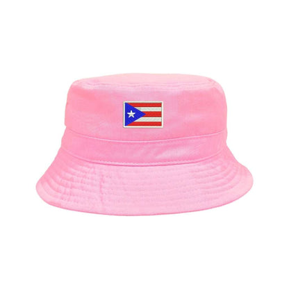 Embroidered Puerto Rico Flag on pink bucket hat - DSY Lifestyle