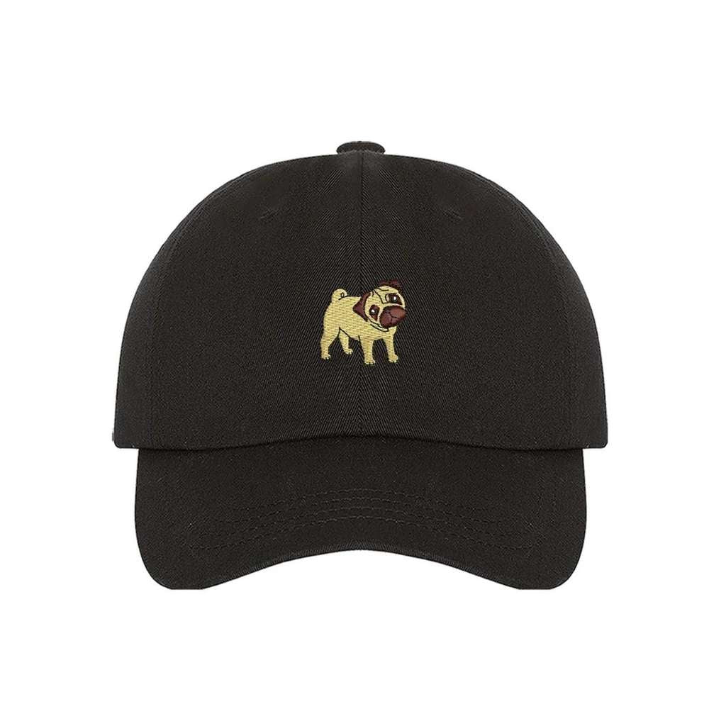 Black Baseball Hat embroidered with pug - DSY Lifestyle