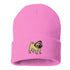 Light pink cuffed beanie with Pug embroidered on the front - DSY Lifestyle