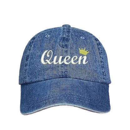 Light denim baseball hat with Queen embroidered in white - DSY Lifestyle