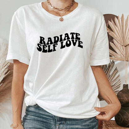 White unisex tee with Radiate Self Love printed in black - DSY Lifestyle