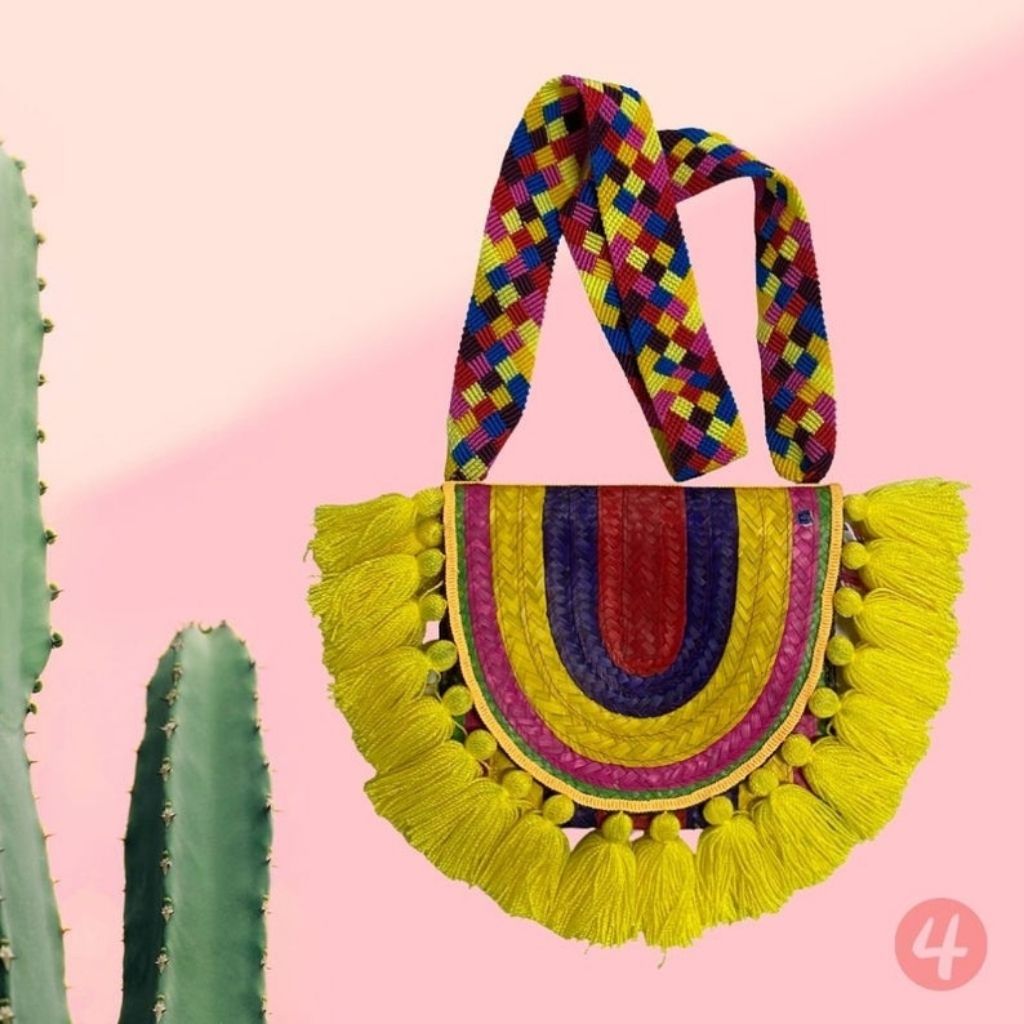 Rainbow Palm Crossover purse with yellow tassels - DSY Lifestyle