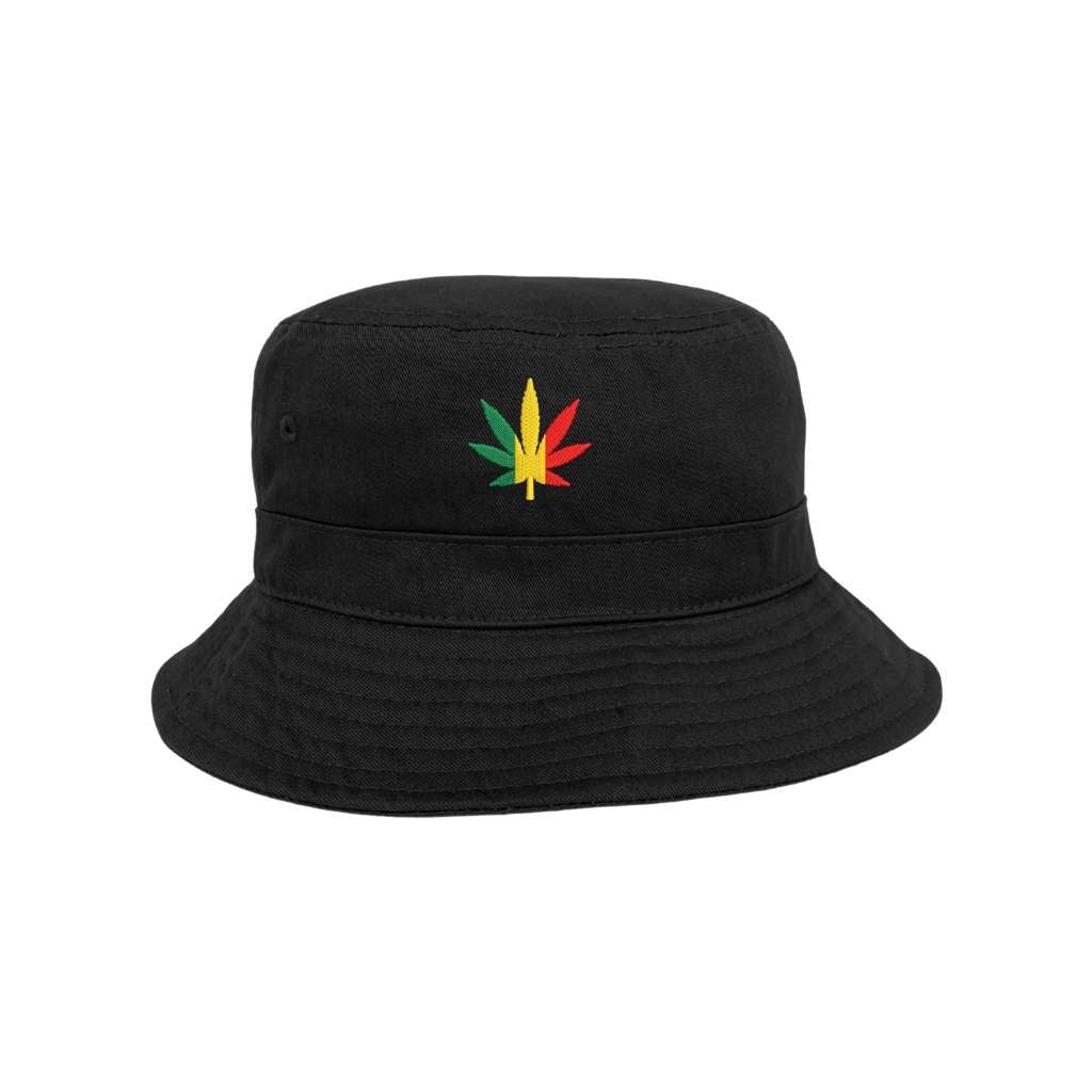 Embroidered Rasta Bud on black bucket hat - DSY Lifestyle