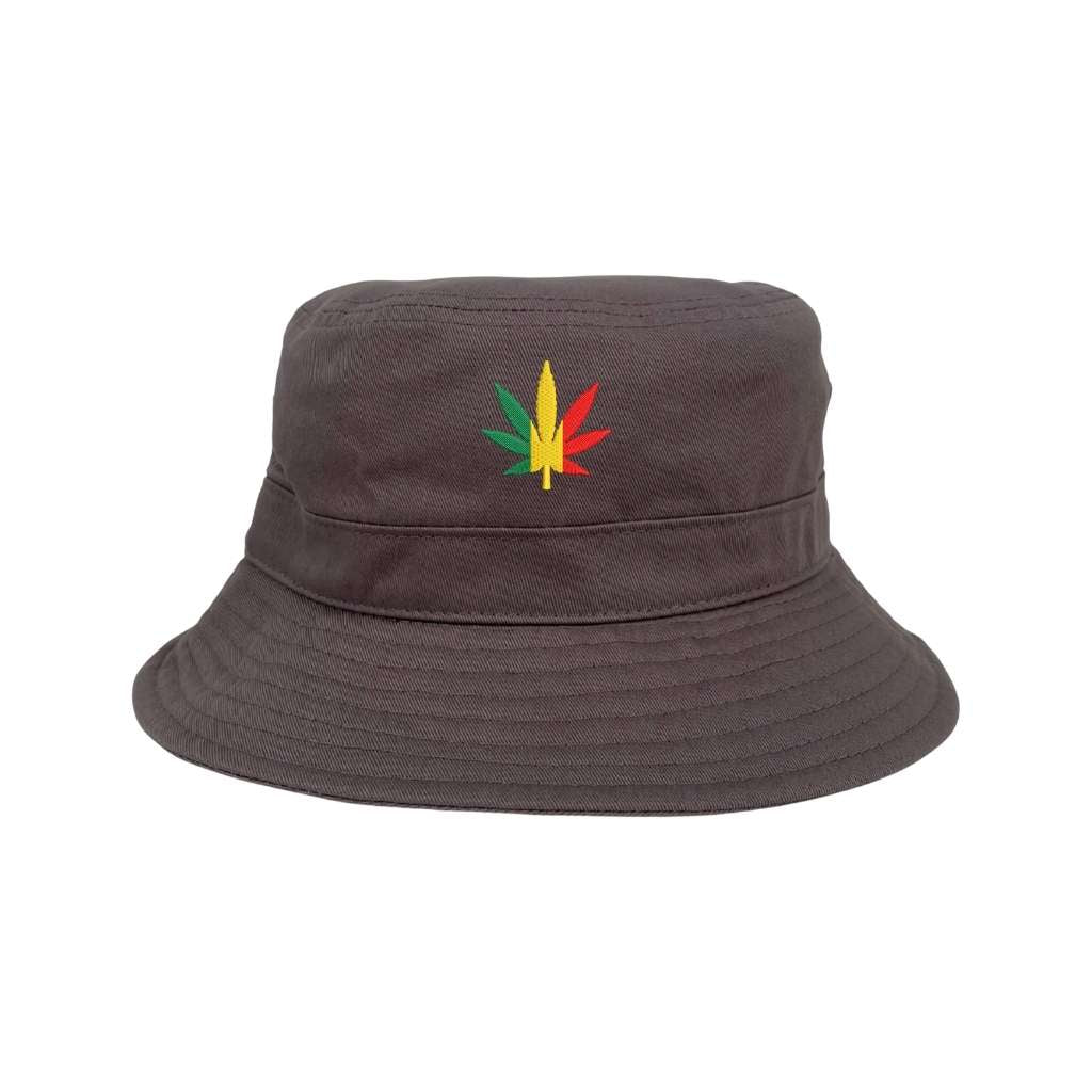 Embroidered Rasta Bud on grey bucket hat - DSY Lifestyle