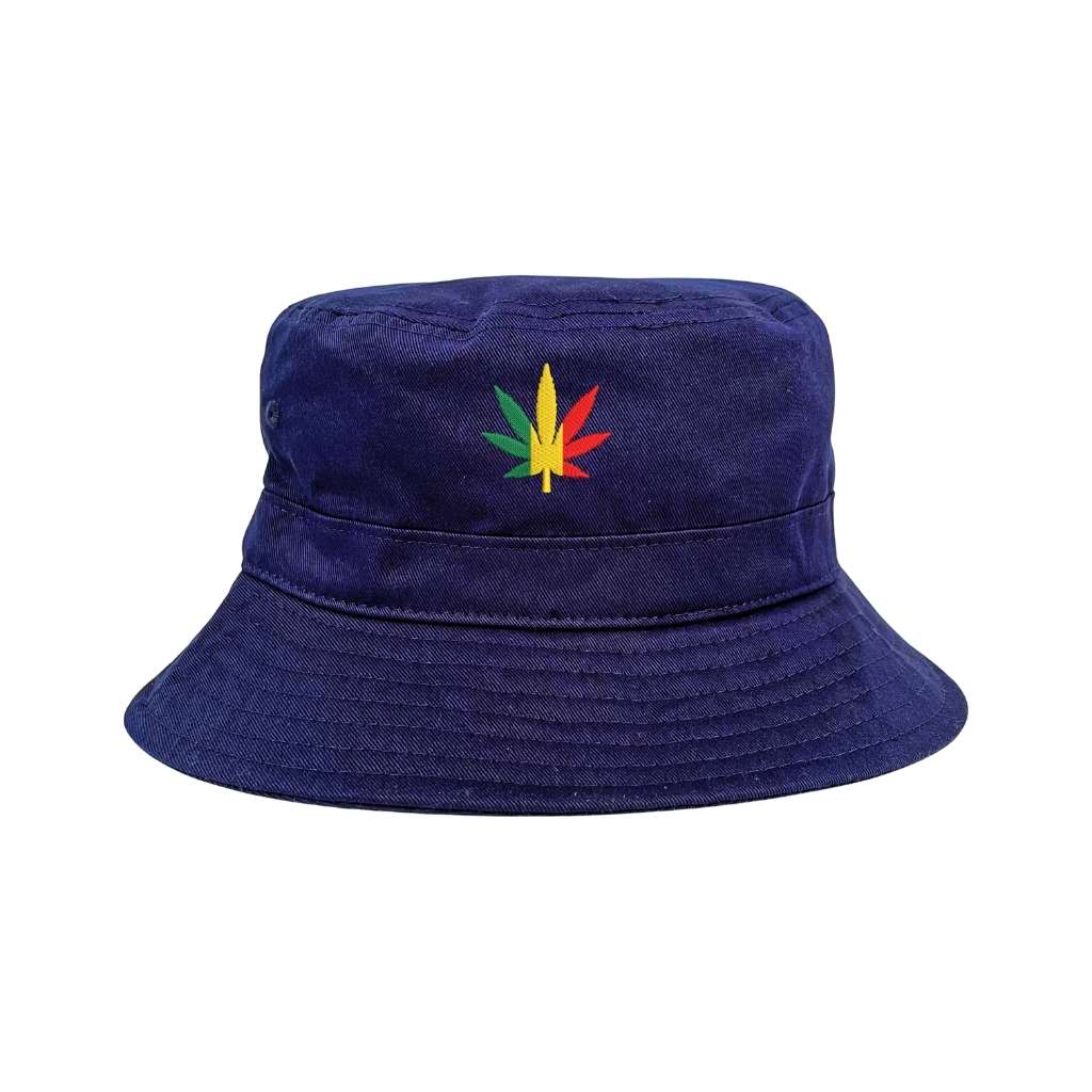 Embroidered Rasta Bud on navy bucket hat - DSY Lifestyle