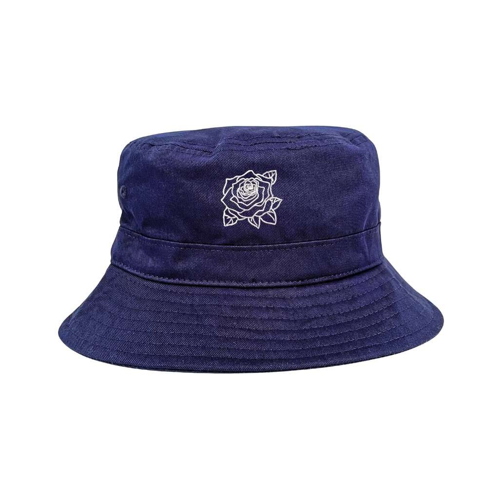 Embroidered Rose Outline on navy bucket hat - DSY Lifestyle