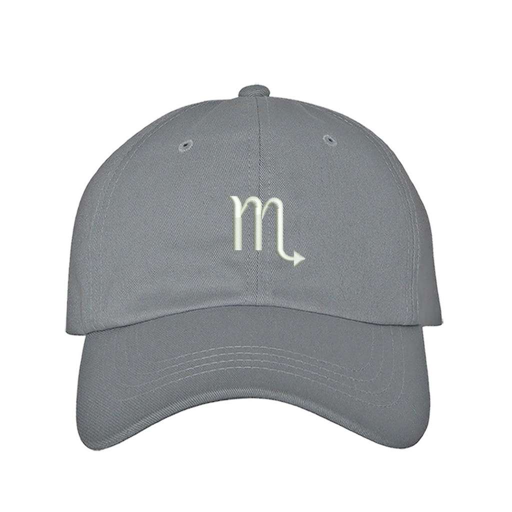 Gray baseball hat with Scorpio zodiac symbol embroidered in white - DSY Lifestyle