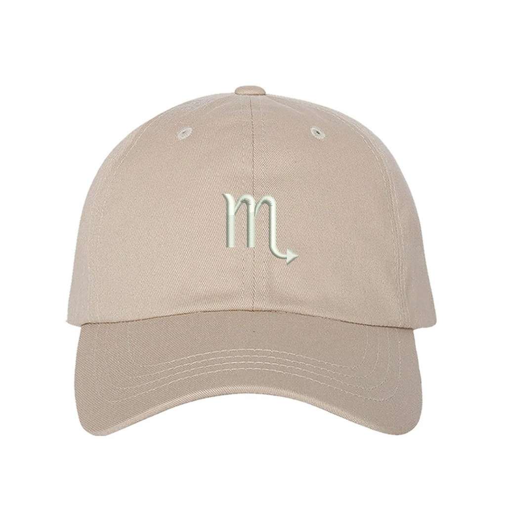 Stone baseball hat with Scorpio zodiac symbol embroidered in white - DSY Lifestyle