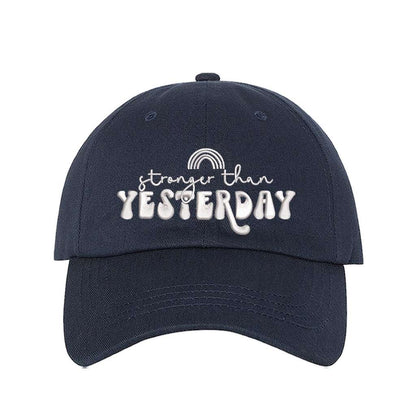 Navy Baseball hat embroidered with Stronger than Yesterday - DSY Lifestyle