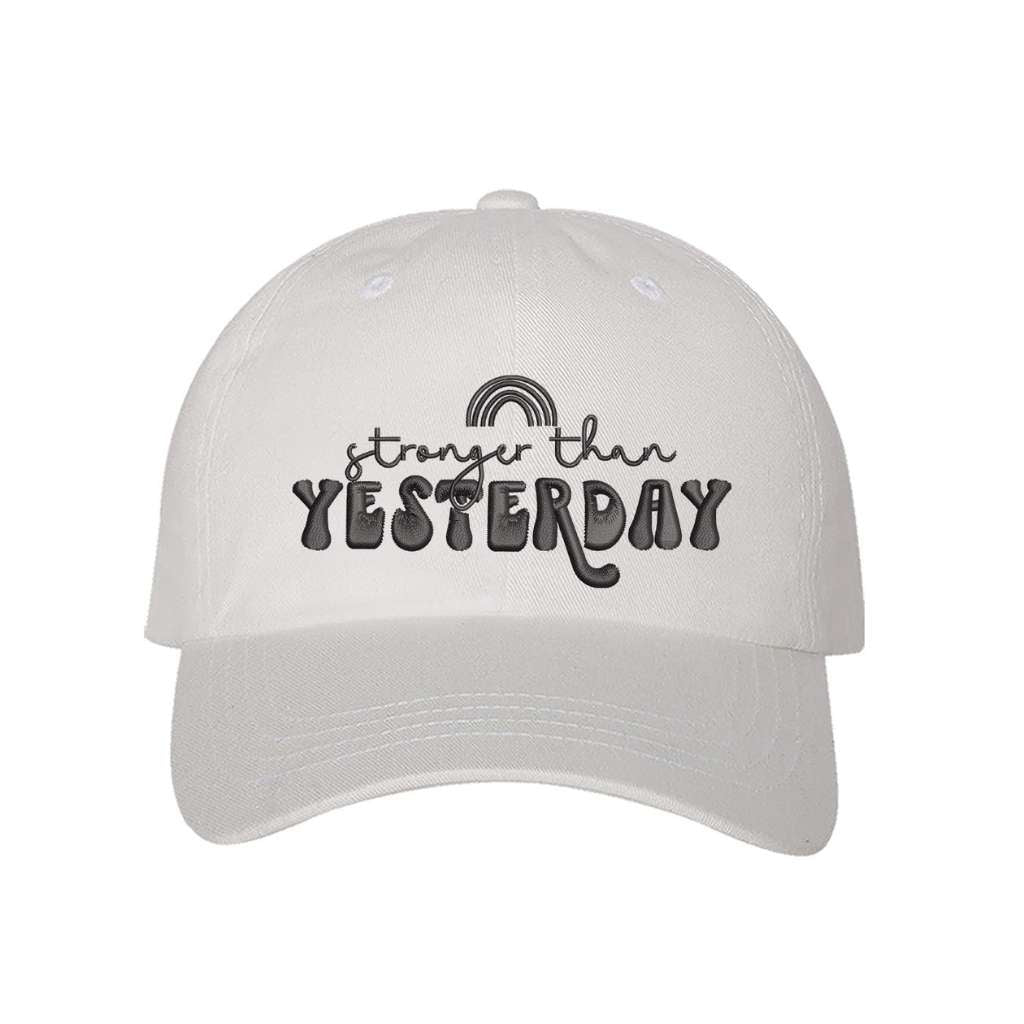 White Baseball hat embroidered with Stronger than Yesterday - DSY Lifestyle