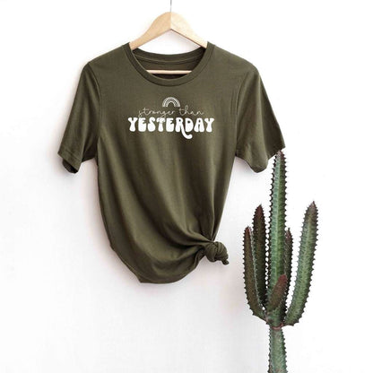 Olive unisex tshirt with Stronger than Yesterday - DSY Lifestyle