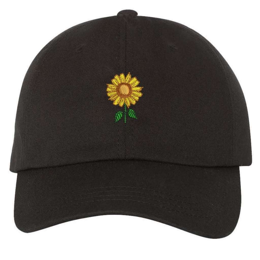 Black baseball hat embroidered with a sunflower - DSY Lifestyle