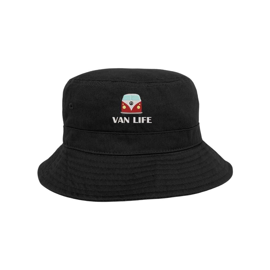 Embroidered Van Life on black bucket hat - DSY Lifestyle