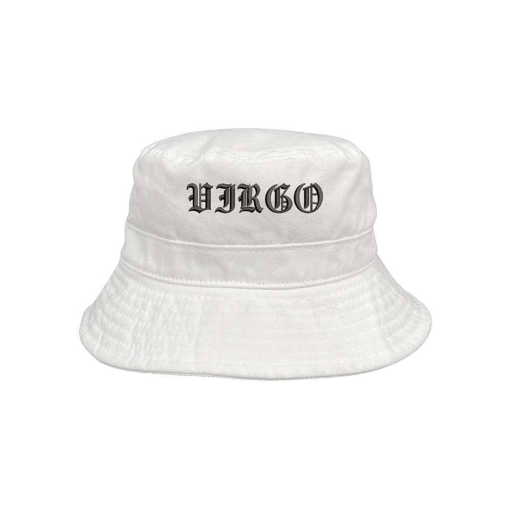 Embroidered Virgo on white bucket hat - DSY Lifestyle