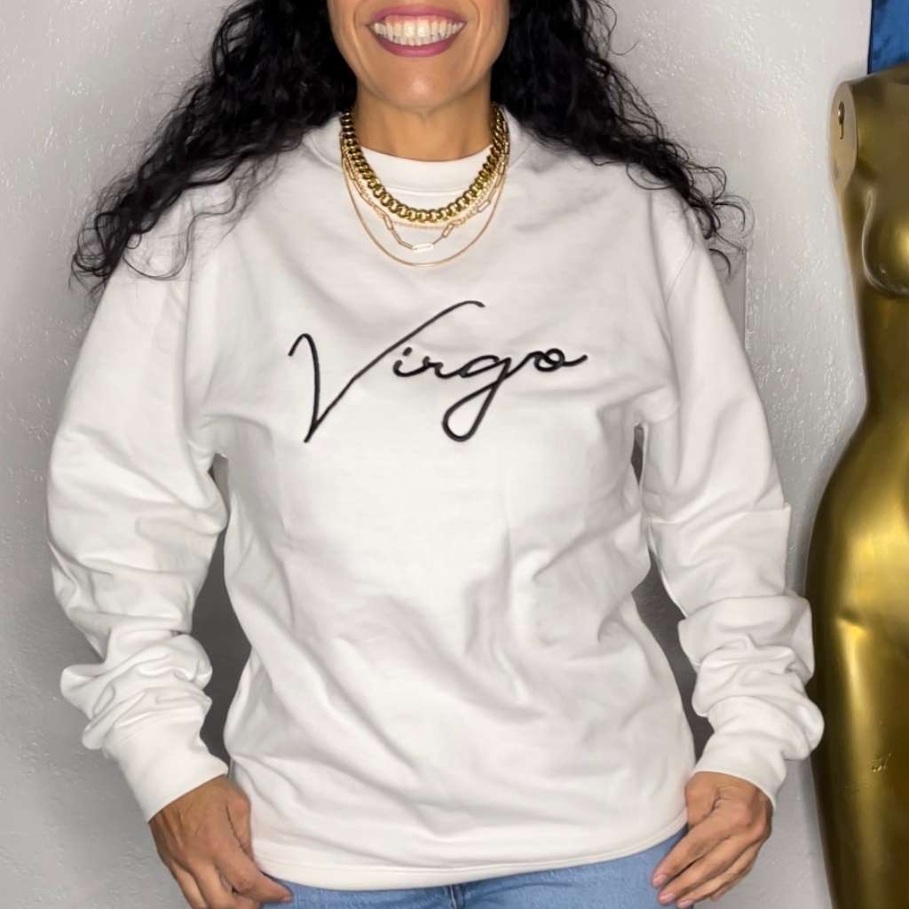 Zodiac Signs Script Embroidered Unisex Oversized Sweatshirt