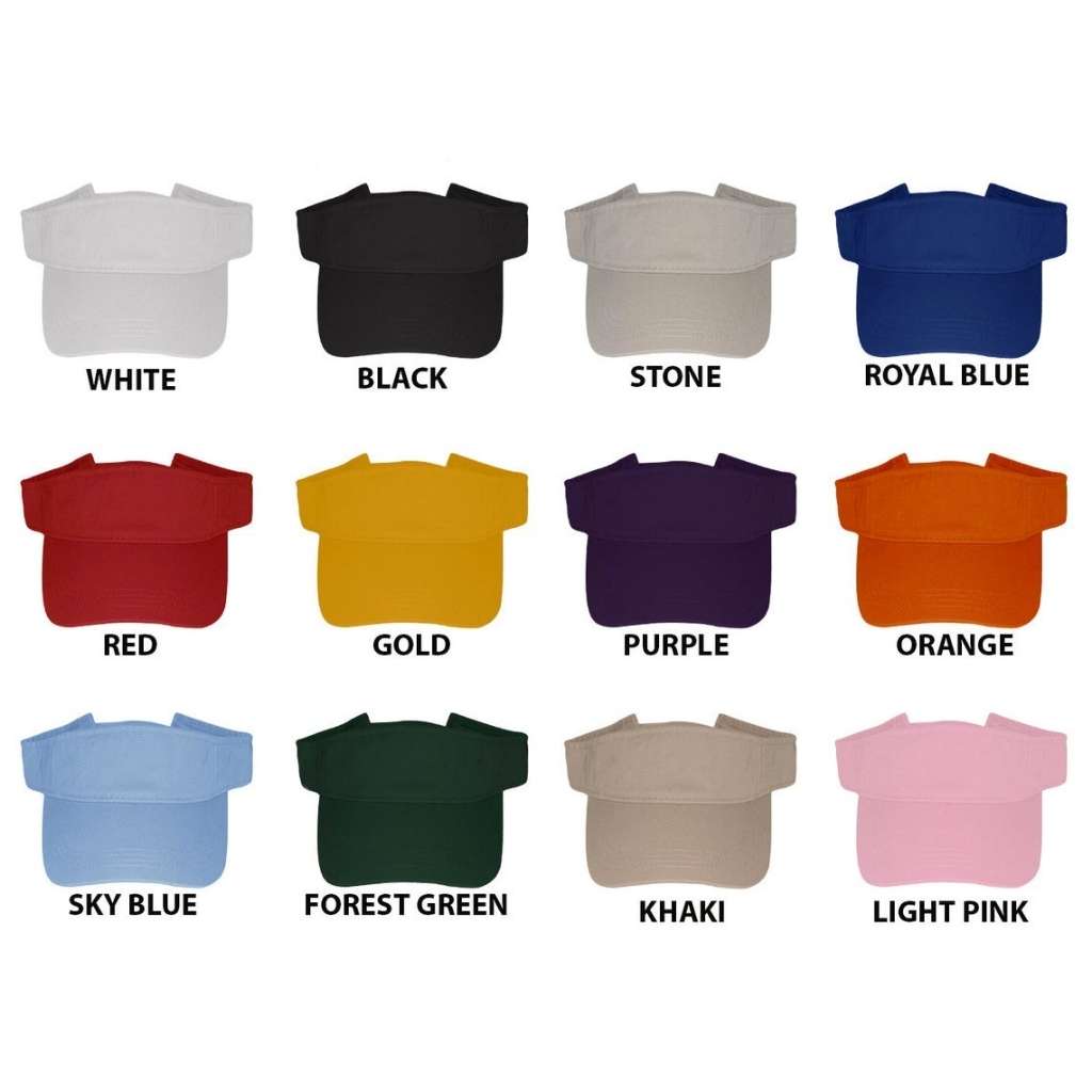Visor color chart available in white black stone royal blue red gold purple orange sky blue forest green khaki and pink - DSY Lifestyle