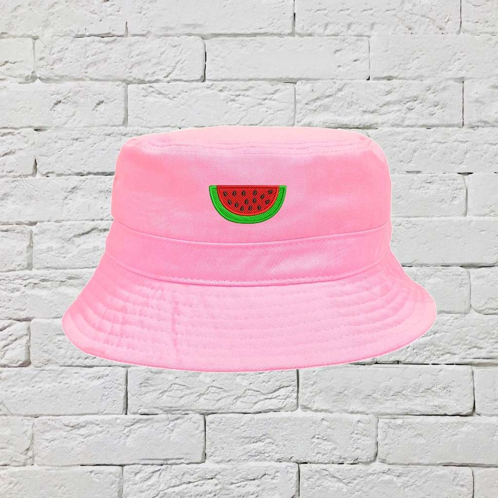 Embroidered Watermelon on pink bucket hat - DSY Lifestyle