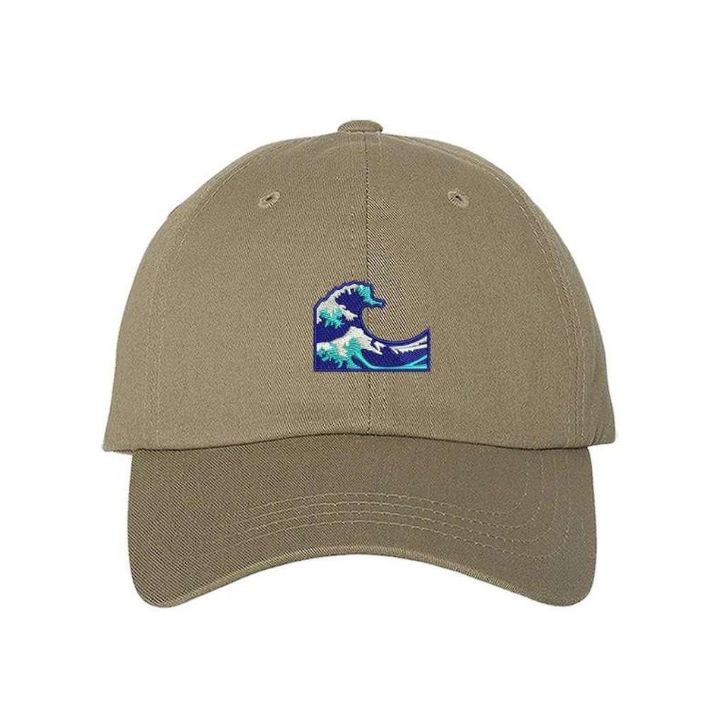 Khaki Hat embroidered with a ocean wave - DSY Lifestyle