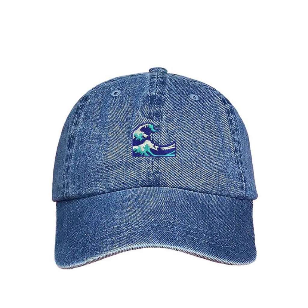 Light denim baseball hat with wave embroidered - DSY Lifestyle