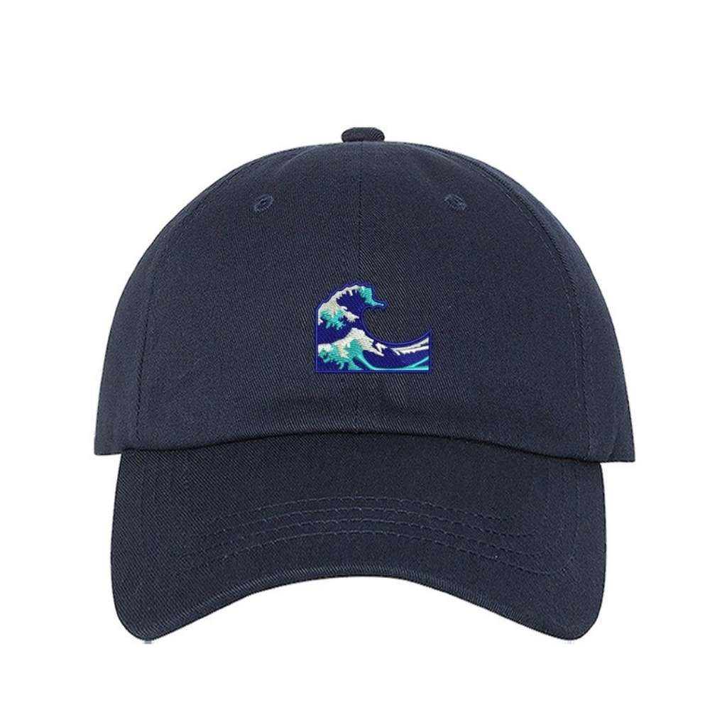 Navy Hat embroidered with a ocean wave - DSY Lifestyle