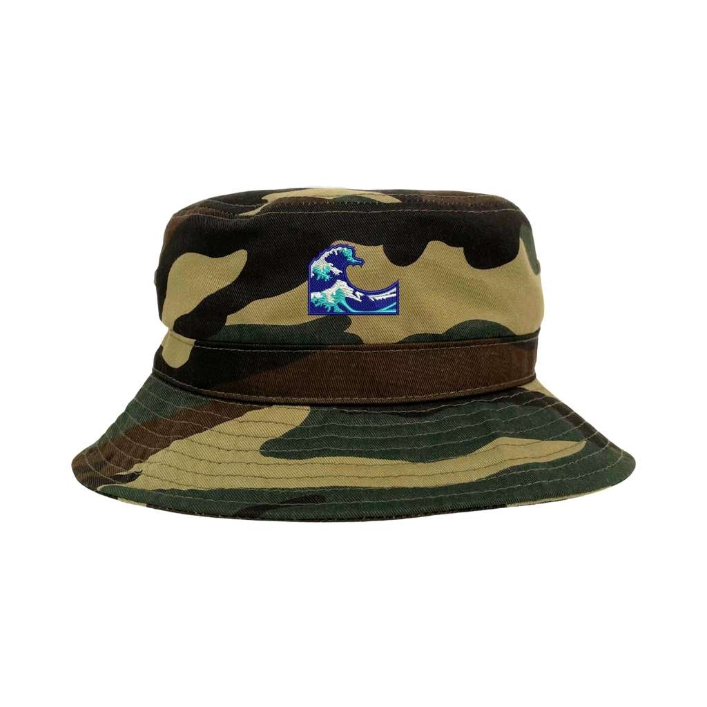 Embroidered wave on camo bucket hat - DSY Lifestyle