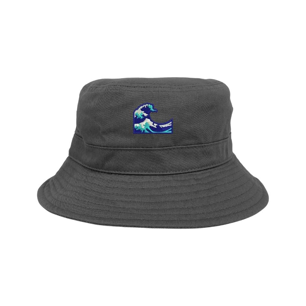 Embroidered wave on grey bucket hat - DSY Lifestyle