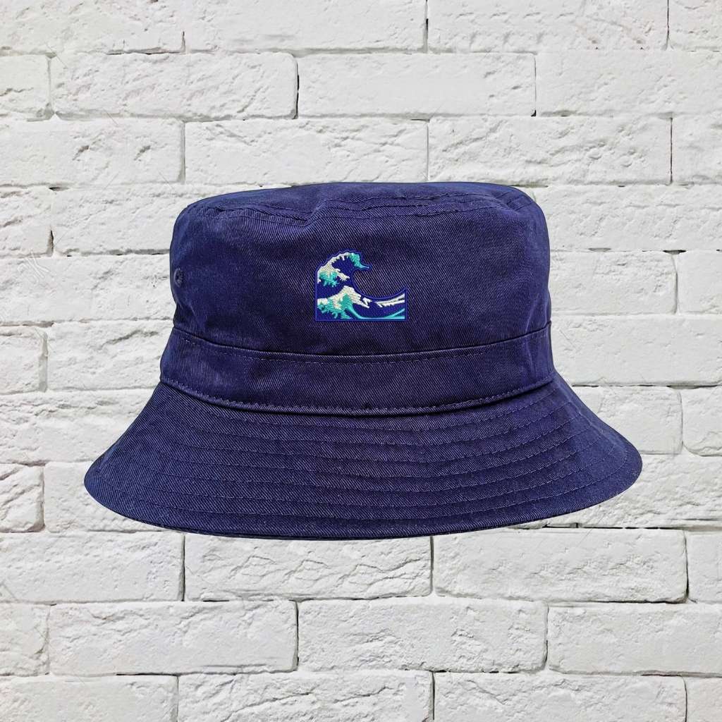 Embroidered wave on navy bucket hat - DSY Lifestyle