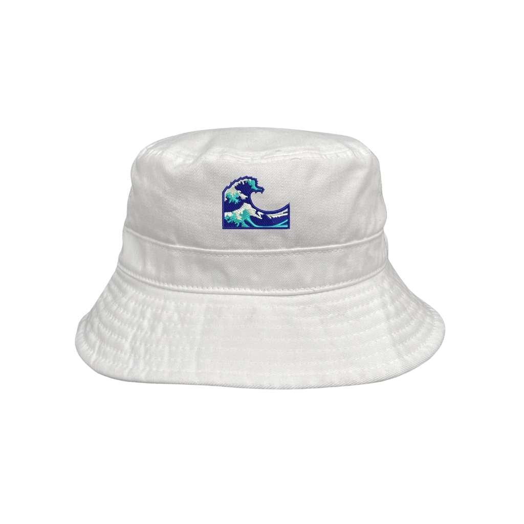Embroidered wave on white bucket hat - DSY Lifestyle