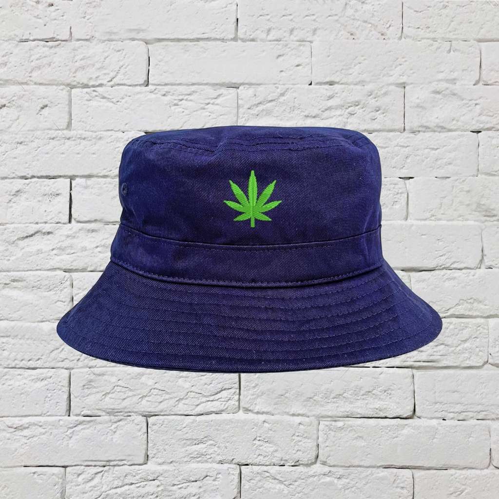 Embroidered Weed on navy bucket hat - DSY Lifestyle