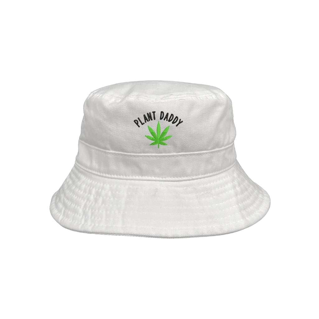 Embroidered weed plant daddy on an white bucket hat - DSY Lifestyle 