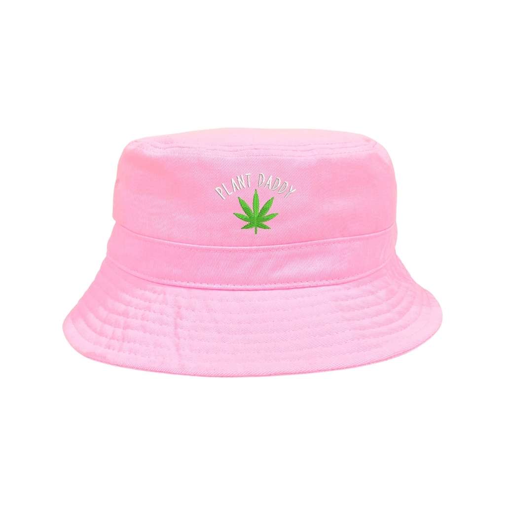 Embroidered weed plant daddy on an pink bucket hat - DSY Lifestyle 