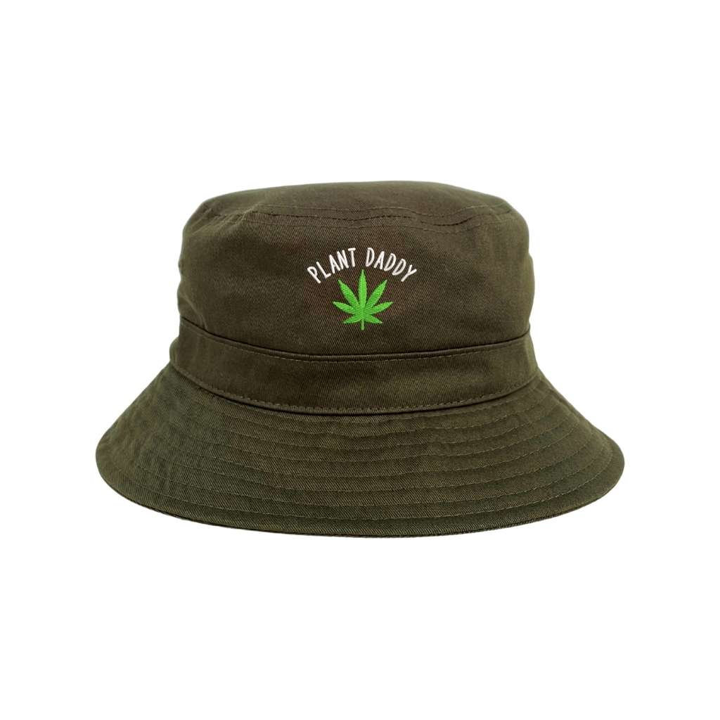 Embroidered weed plant daddy on an olive bucket hat - DSY Lifestyle 