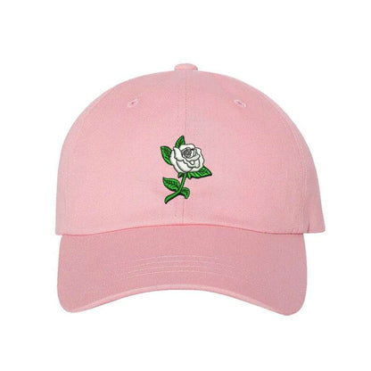 Light pink baseball hat with white rose embroidered - DSY Lifestyle