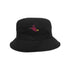 Embroidered witch on black bucket hat