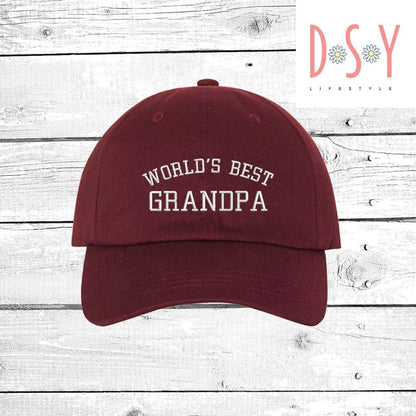 Worlds Best Grandpa Burgundy Baseball Cap - DSY Lifestyle