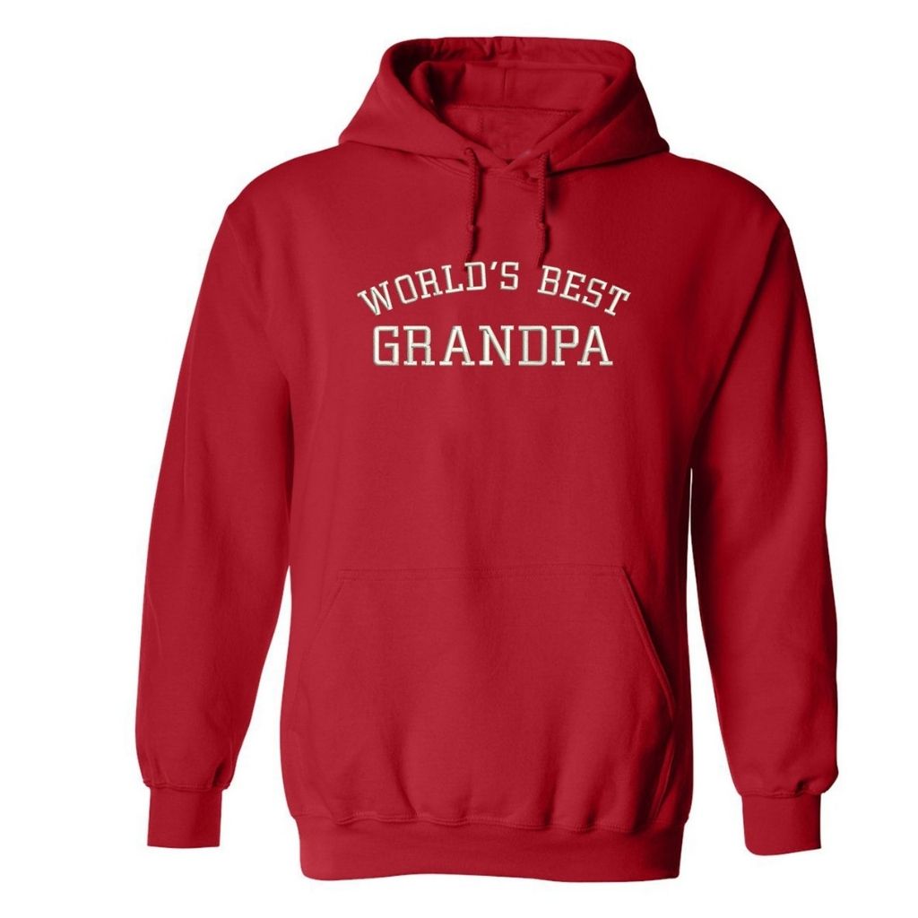 Red hoodie sweatshirt with world&