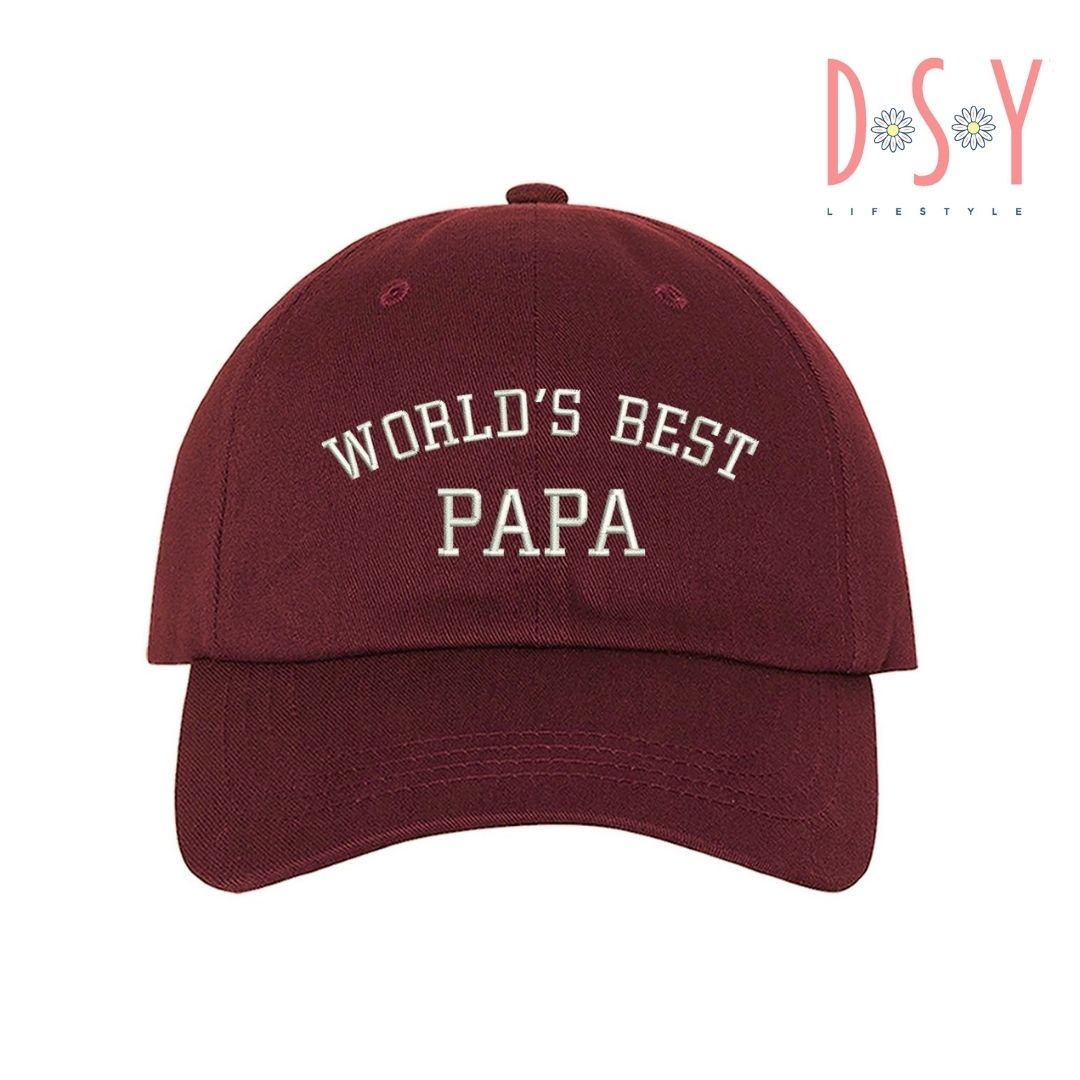 Burgundy Baseball Cap embroidered with World&