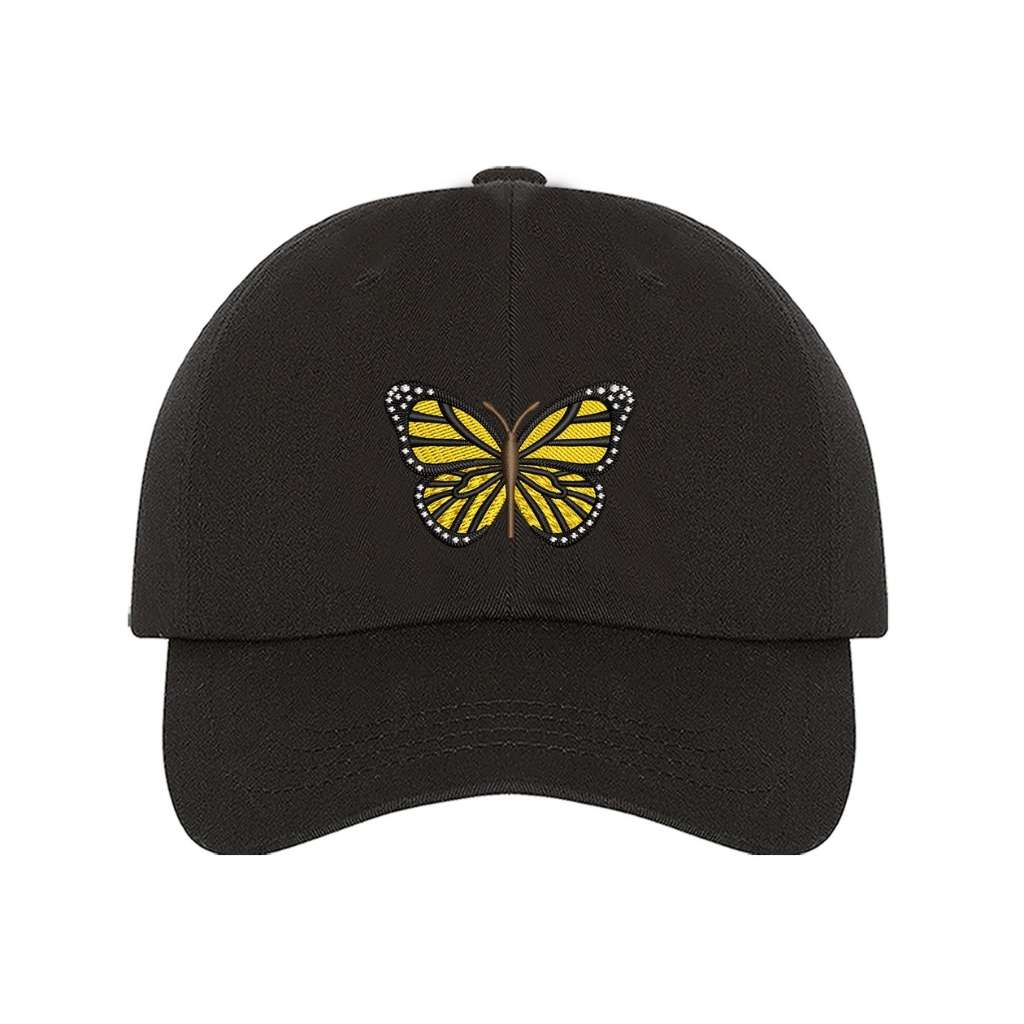 Embroidered yellow butterfly on black baseball hat - DSY Lifestyle