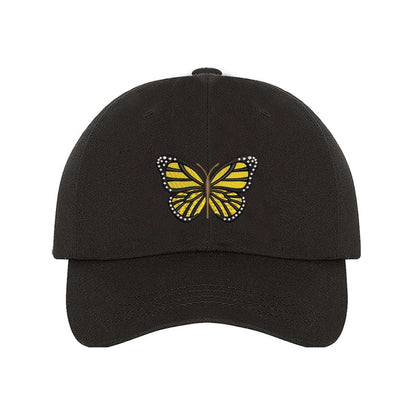 Embroidered yellow butterfly on black baseball hat - DSY Lifestyle