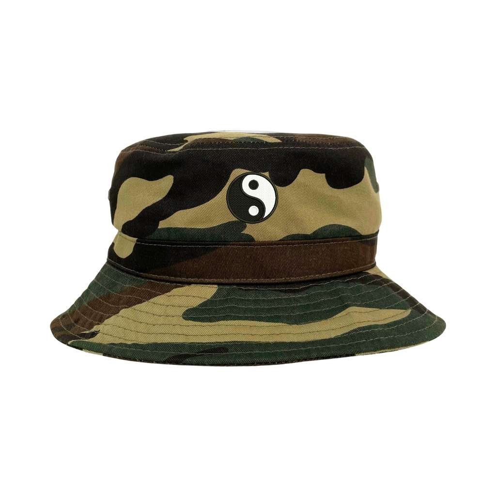 Embroidered Yin Yang on camo bucket hat - DSY Lifestyle