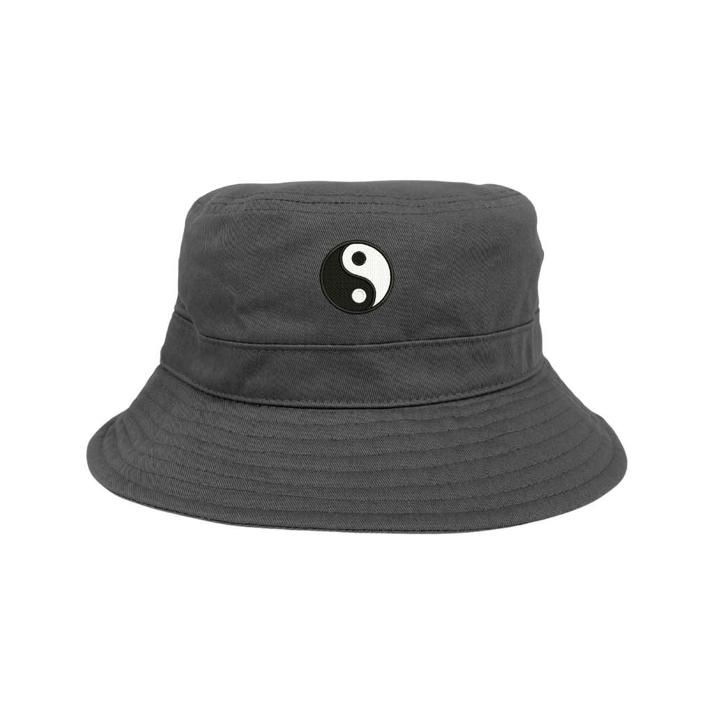 Embroidered Yin Yang on grey bucket hat - DSY Lifestyle