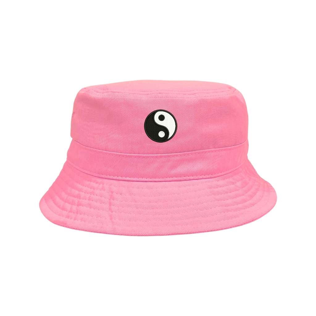 Embroidered Yin Yang on pink bucket hat - DSY Lifestyle