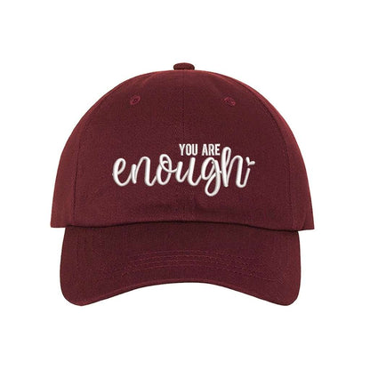 You are enough burgundy  embroidered baseball cap - DSY Lifestyle