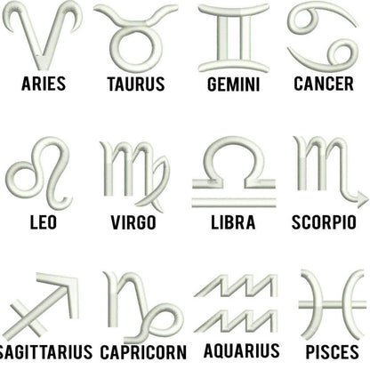 Embroidered Zodiac signs aries taurus gemini cancer leo virgo libra scorpio sagittarius capricorn aquarius and pisces DSY Lifestyle